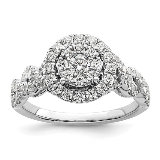 14k White Gold 1 carat Lab Grown Diamond VS/SI+ G+ Complete Cluster Engagement Ring