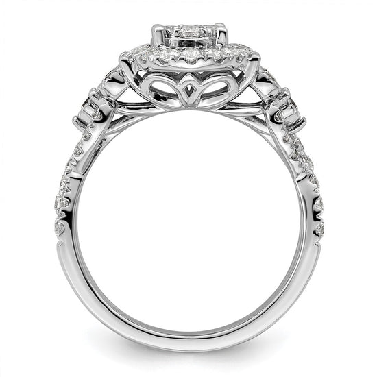 14k White Gold 1 carat Lab Grown Diamond VS/SI+ G+ Complete Cluster Engagement Ring