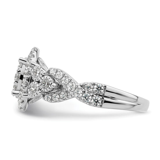 14k White Gold 1 carat Lab Grown Diamond VS/SI+ G+ Complete Cluster Engagement Ring