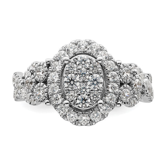14k White Gold 1 carat Lab Grown Diamond VS/SI+ G+ Complete Cluster Engagement Ring