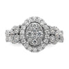 14k White Gold 1 carat Lab Grown Diamond VS/SI+ G+ Complete Cluster Engagement Ring