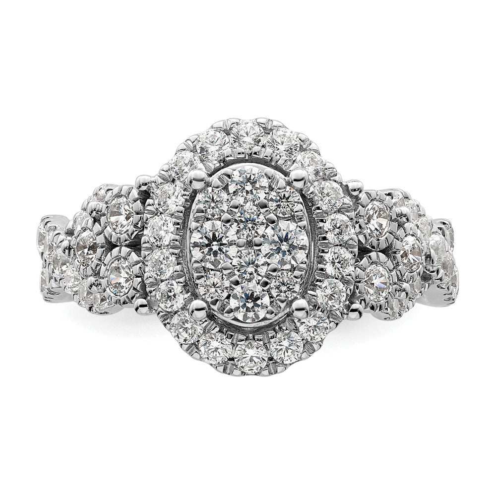 14k White Gold 1 carat Lab Grown Diamond VS/SI+ G+ Complete Cluster Engagement Ring
