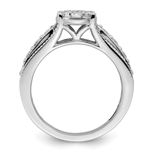 14k White Gold 1 carat Lab Grown Diamond VS/SI+ G+ Complete Cluster Engagement Ring
