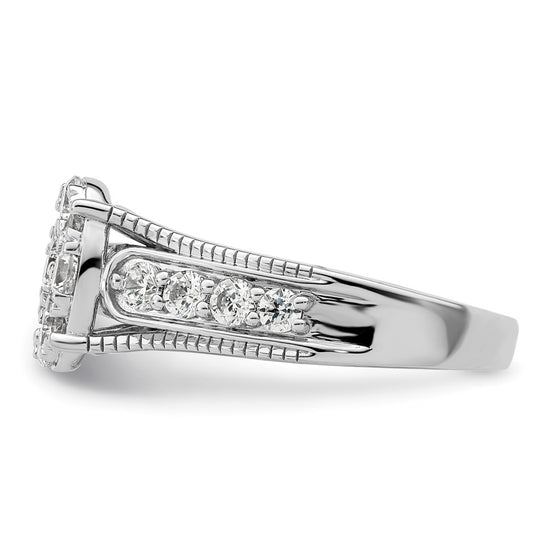 14k White Gold 1 carat Lab Grown Diamond VS/SI+ G+ Complete Cluster Engagement Ring