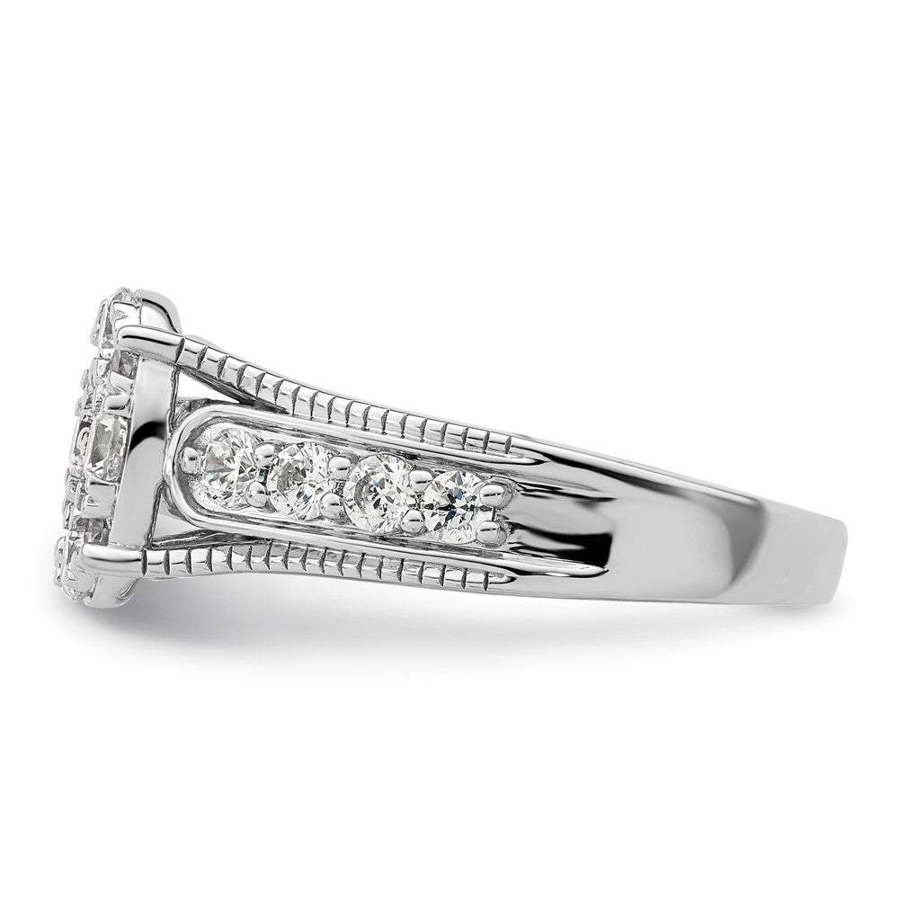 14k White Gold 1 carat Lab Grown Diamond VS/SI+ G+ Complete Cluster Engagement Ring
