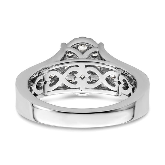 14k White Gold 1 carat Lab Grown Diamond VS/SI+ G+ Complete Cluster Engagement Ring