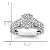 14k White Gold 1 carat Lab Grown Diamond VS/SI+ G+ Complete Cluster Engagement Ring