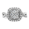 14k White Gold 1 carat Lab Grown Diamond VS/SI+ G+ Complete Cluster Engagement Ring