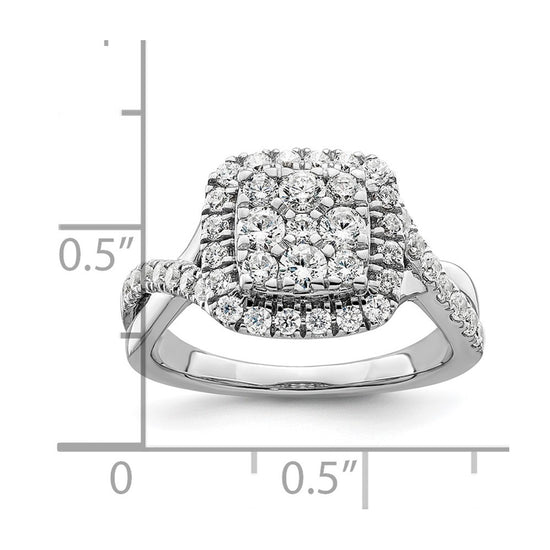 14k White Gold 1 carat Lab Grown Diamond VS/SI+ G+ Complete Cluster Engagement Ring