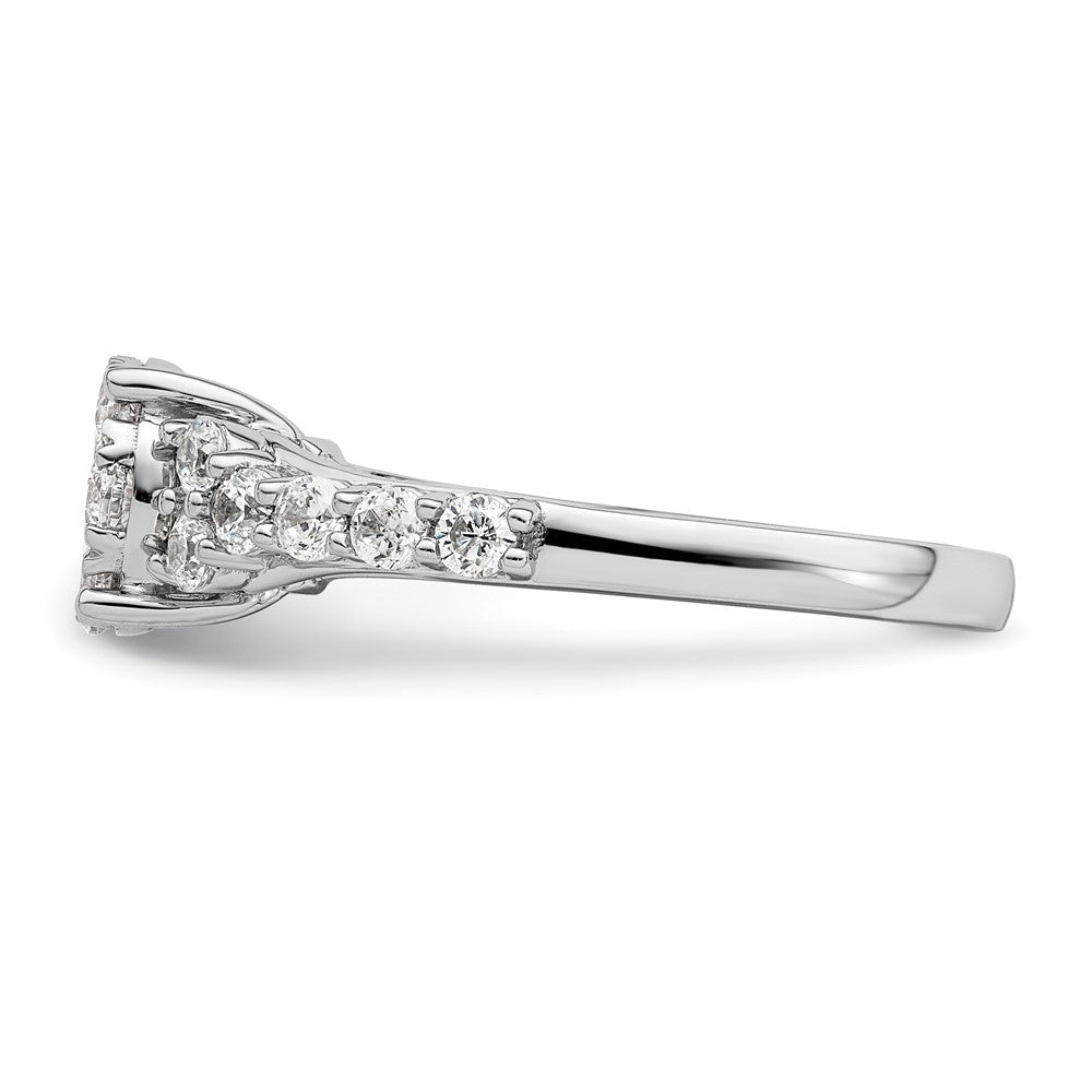 14k White Gold 1 carat Lab Grown Diamond VS/SI+ G+ Complete Cluster Engagement Ring