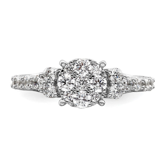14k White Gold 1 carat Lab Grown Diamond VS/SI+ G+ Complete Cluster Engagement Ring