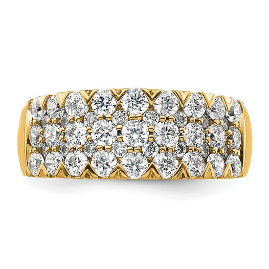 14k 1 1/2 carat Lab Grown Diamond VS/SI+ G+ Complete Triple Row Fashion Band