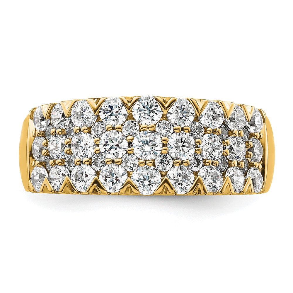14k 1 1/2 carat Lab Grown Diamond VS/SI+ G+ Complete Triple Row Fashion Band