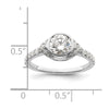 14k White Gold Halo (Holds 1 carat (6.5mm) Round Center Bezel) 3/8 carat Diamond Semi-Mount Engagement Ring