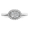 14k White Oval Halo Cluster 1/3 carat Diamond Complete Engagement Ring