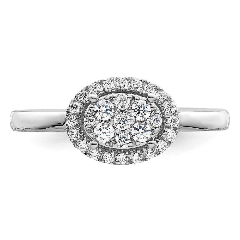 14k White Oval Halo Cluster 1/3 carat Diamond Complete Engagement Ring