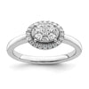 14k White Oval Halo Cluster 1/3 carat Diamond Complete Engagement Ring