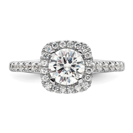14K White Gold Halo Plus (Holds 1 carat (6.5mm) Round Center) 1/2 carat Diamond Semi-mount Engagement Ring