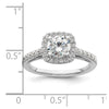 14K White Gold Halo Plus (Holds 1 carat (6.5mm) Round Center) 1/2 carat Diamond Semi-mount Engagement Ring