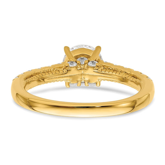 14K Vintage (Holds 1 carat 6.5mm) Round Center) 1/2 carat Diamond Semi-Mount Engagement Ring