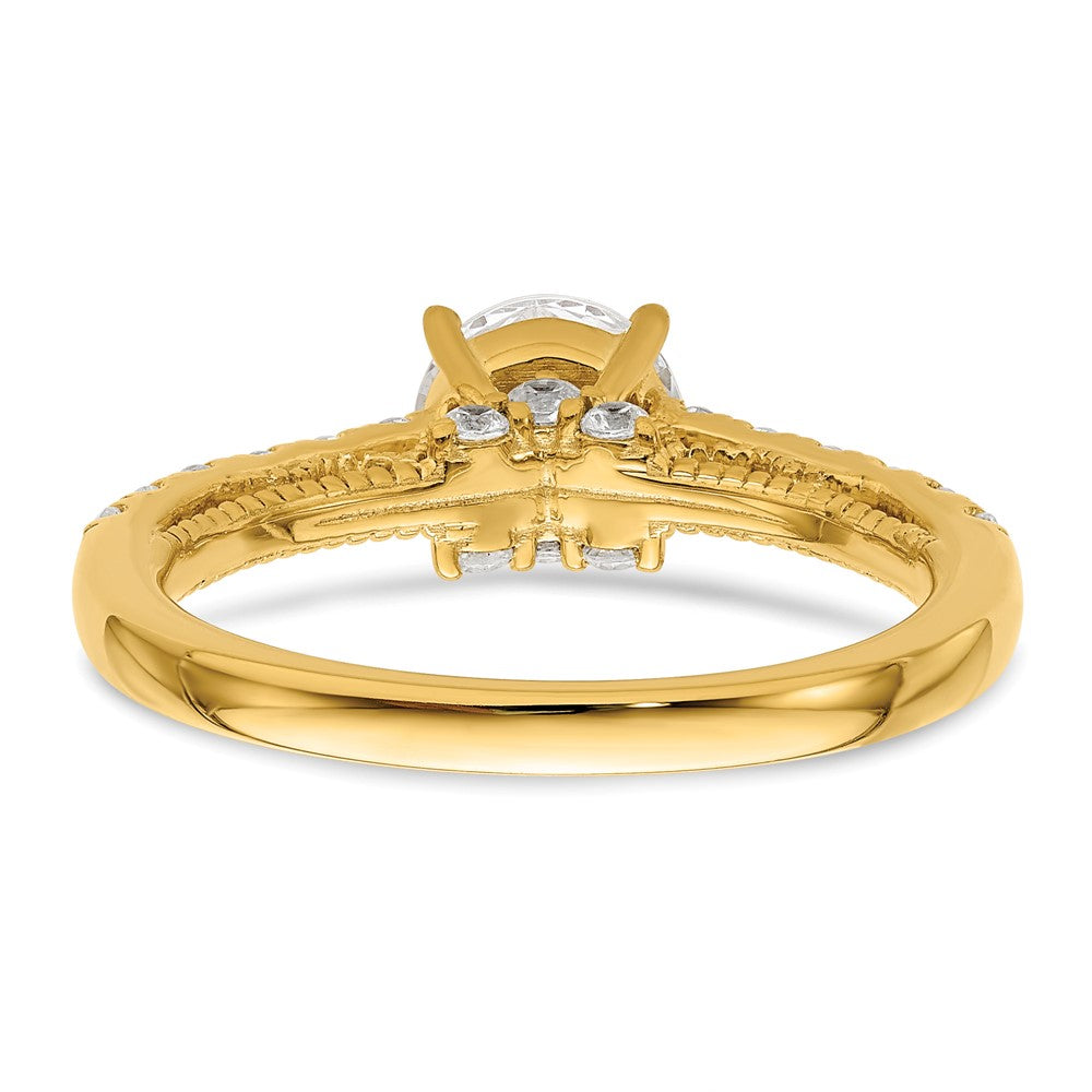 14K Vintage (Holds 1 carat 6.5mm) Round Center) 1/2 carat Diamond Semi-Mount Engagement Ring