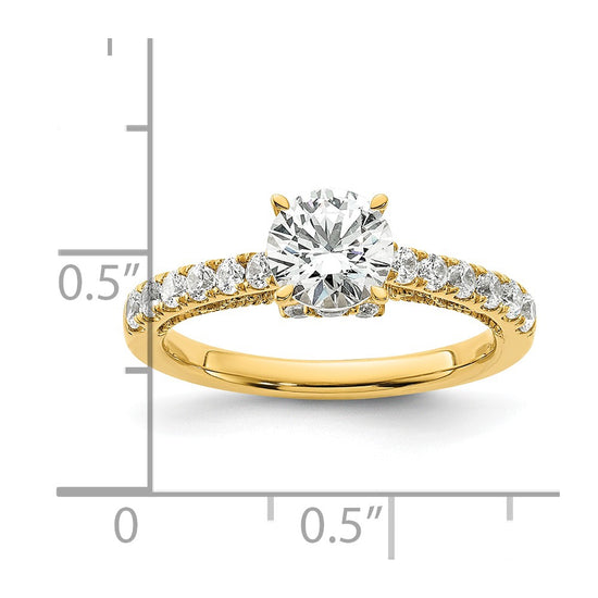 14K Vintage (Holds 1 carat 6.5mm) Round Center) 1/2 carat Diamond Semi-Mount Engagement Ring