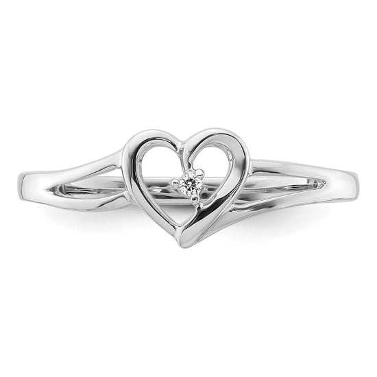 First Promise 14k White Gold Heart .01 carat Round Diamond Complete Promise/Engagement Ring