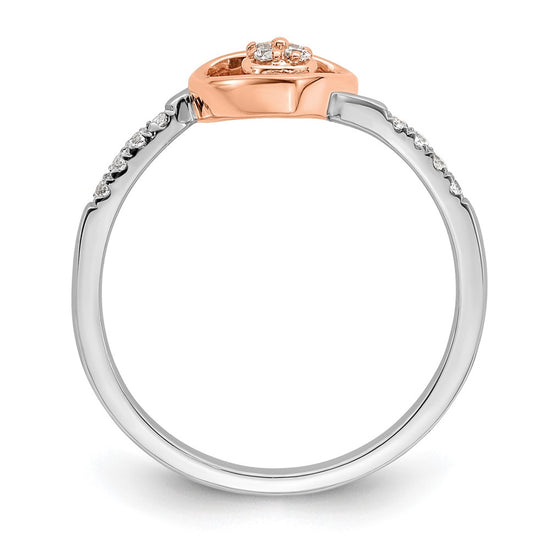 First Promise 14k White and Rose Gold Heart Cluster 1/10 carat Diamond Complete Promise/Engagement Ring