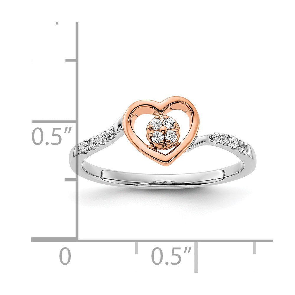 First Promise 14k White and Rose Gold Heart Cluster 1/10 carat Diamond Complete Promise/Engagement Ring