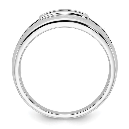 14K White Gold 1/4 carat White and Black Diamond Complete Men's Ring