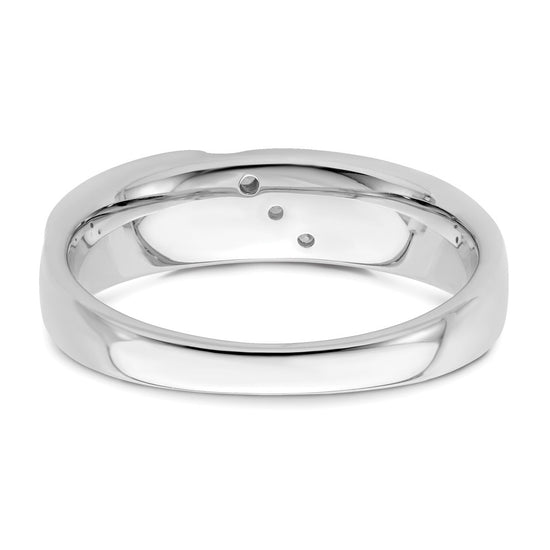 14K White Gold 3-Stone Satin and Polished 1/20 carat Diamond Complete Men's Band