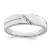 14K White Gold 3-Stone Satin and Polished 1/20 carat Diamond Complete Men's Band