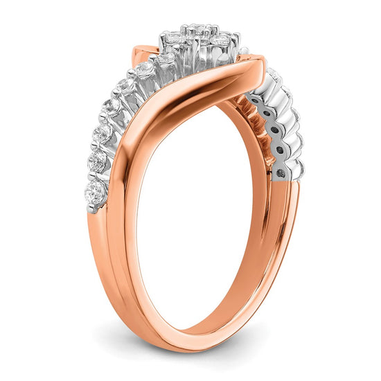 14k Two-Tone Rose and White Gold 1/3 carat Lab Grown Diamond VS/SI+ G+ Complete Fashion Ring