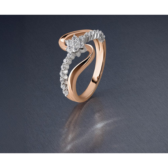14k Two-Tone Rose and White Gold 1/3 carat Lab Grown Diamond VS/SI+ G+ Complete Fashion Ring