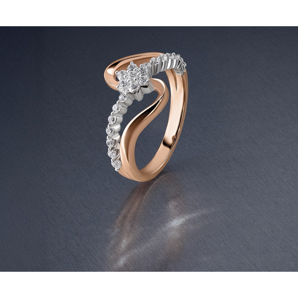 14k Two-Tone Rose and White Gold 1/3 carat Lab Grown Diamond VS/SI+ G+ Complete Fashion Ring