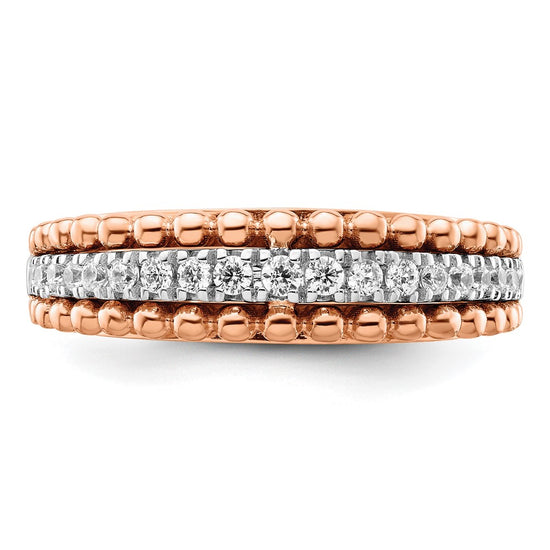 14k Two-tone Rose and White Gold 1/4 carat Lab Grown Diamond VS/SI+ G+ Complete Band