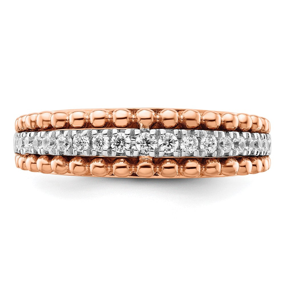 14k Two-tone Rose and White Gold 1/4 carat Lab Grown Diamond VS/SI+ G+ Complete Band