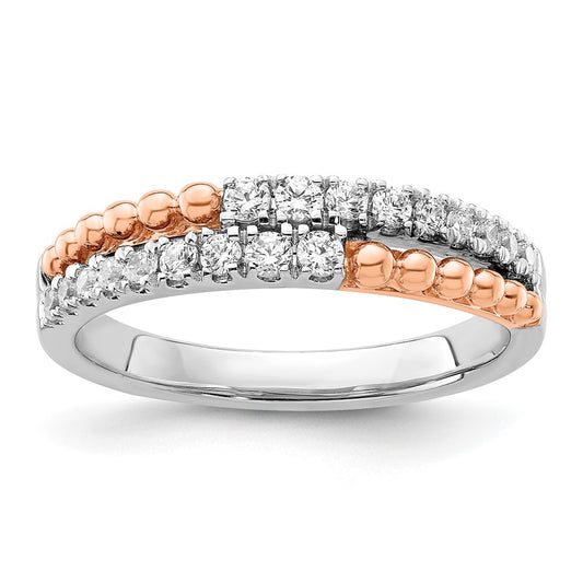 14k Two-tone Rose and White Gold 1/3 carat Lab Grown Diamond VS/SI+ G+ Complete Band