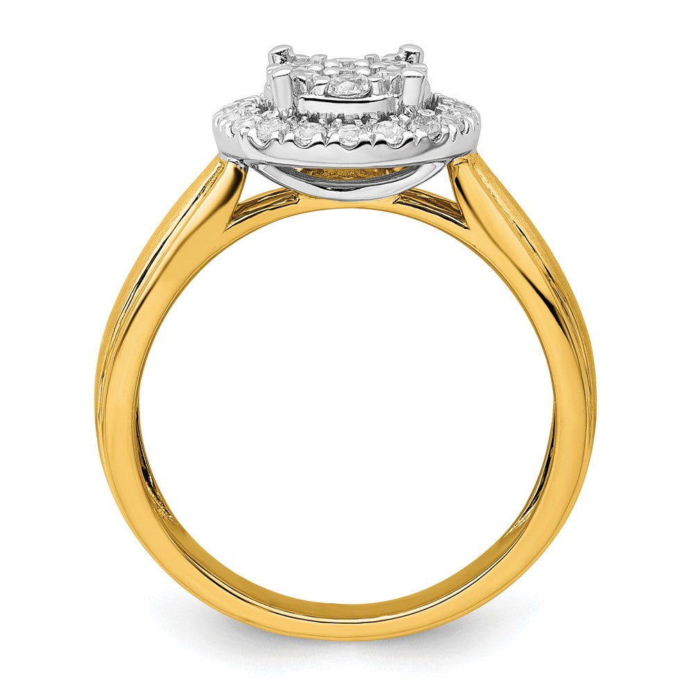 14k Two-tone 1/2 carat Lab Grown Diamond VS/SI+ G+ Complete Cluster Engagement Ring