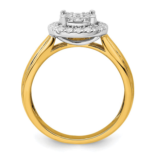 14k Two-tone 1/2 carat Lab Grown Diamond VS/SI+ G+ Complete Cluster Engagement Ring
