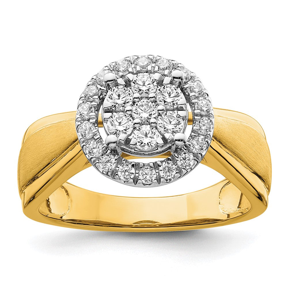 14k Two-tone 1/2 carat Lab Grown Diamond VS/SI+ G+ Complete Cluster Engagement Ring