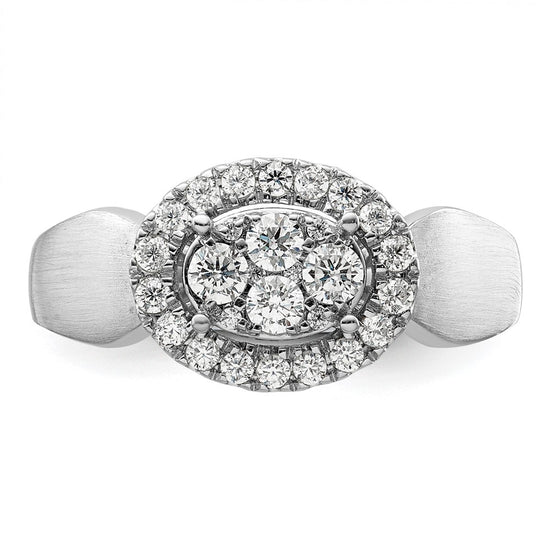 14k White Gold 1/2 carat Lab Grown Diamond VS/SI+ G+ Complete Cluster Engagement Ring