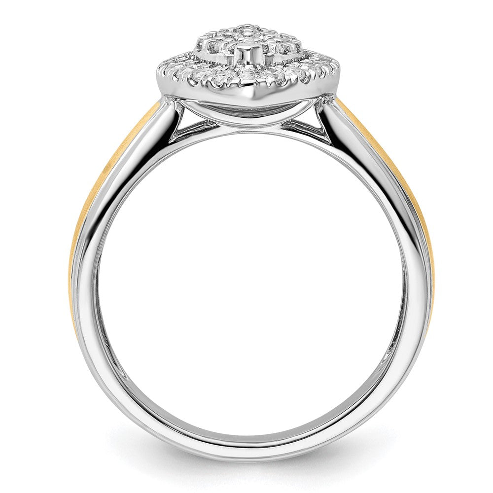 14k Two-tone 1/2 carat Lab Grown Diamond VS/SI+ G+ Complete Cluster Engagement Ring