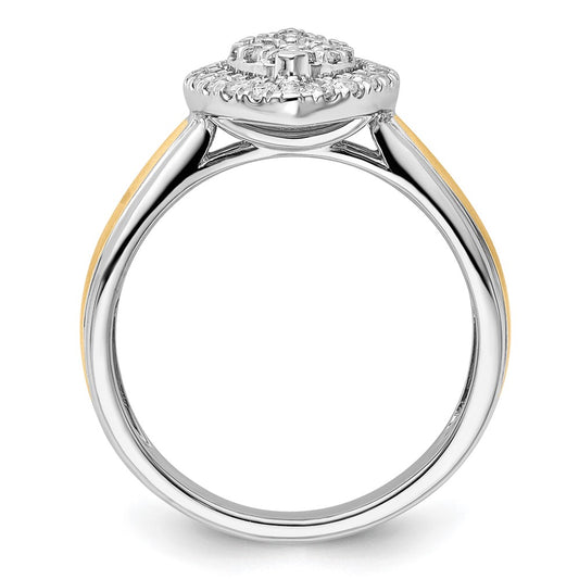 14k Two-tone 1/2 carat Lab Grown Diamond VS/SI+ G+ Complete Cluster Engagement Ring
