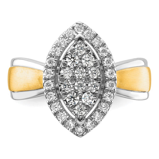 14k Two-tone 1/2 carat Lab Grown Diamond VS/SI+ G+ Complete Cluster Engagement Ring
