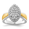14k Two-tone 1/2 carat Lab Grown Diamond VS/SI+ G+ Complete Cluster Engagement Ring