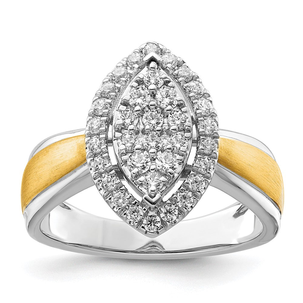 14k Two-tone 1/2 carat Lab Grown Diamond VS/SI+ G+ Complete Cluster Engagement Ring