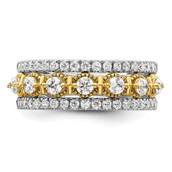 14k Two-tone 7/8 carat Lab Grown Diamond VS/SI+ G+ Complete Band