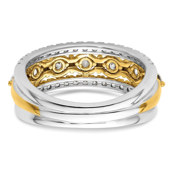 14k Two-tone 7/8 carat Lab Grown Diamond VS/SI+ G+ Complete Band