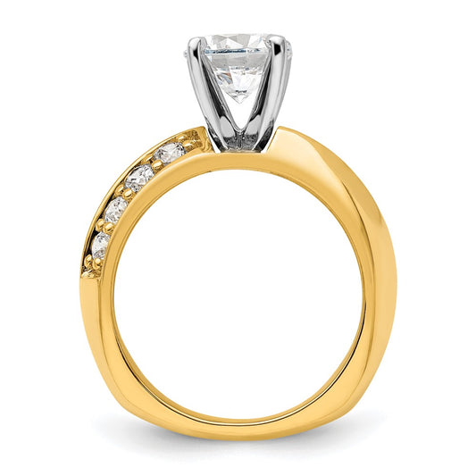 14k White Gold 1/2 carat Lab Grown Diamond VS/SI+ G+ 1 1/2 carat center Round Semi Mount Engagement Ring